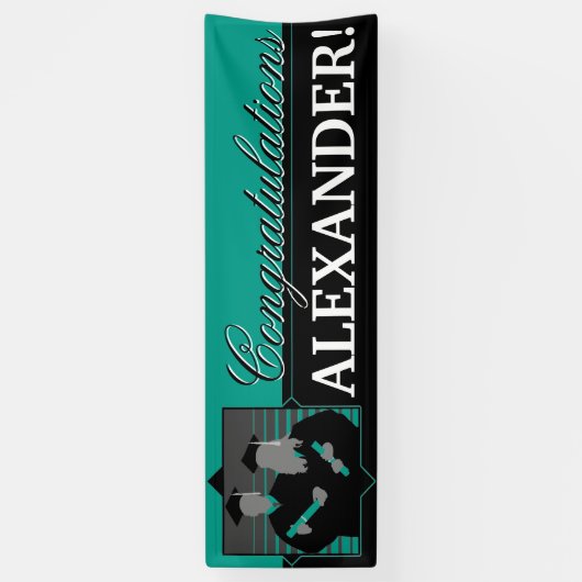 Aangepast gefeliciteerd afstuderen blauwgroen bann spandoek (Verticaal)