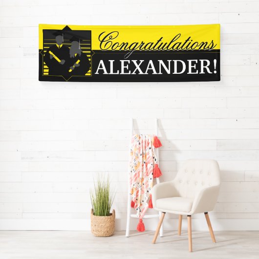 Aangepast gefeliciteerd afstuderen gele banner (Insitu)