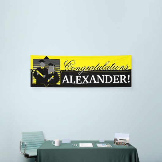 Aangepast gefeliciteerd afstuderen gele banner (Beurs)
