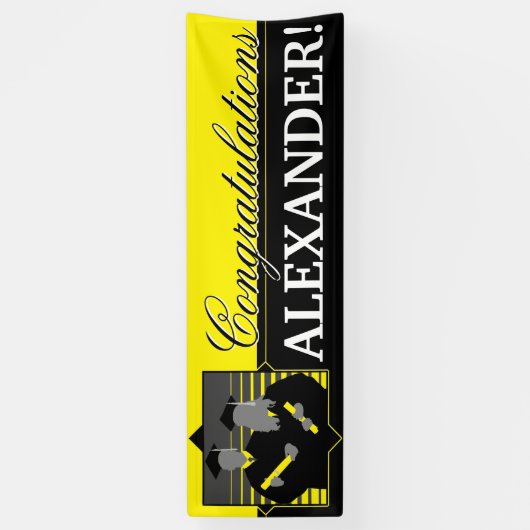 Aangepast gefeliciteerd afstuderen gele banner (Verticaal)