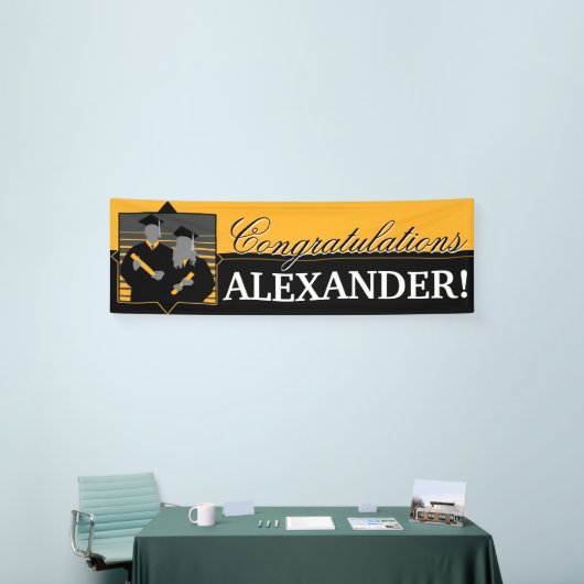 Aangepast gefeliciteerd afstuderen gouden banner (Beurs)
