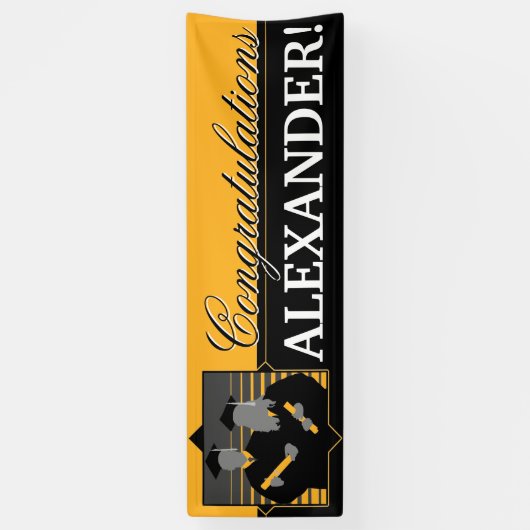 Aangepast gefeliciteerd afstuderen gouden banner (Verticaal)