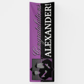 Aangepast gefeliciteerd afstuderen paarse banner (Verticaal)