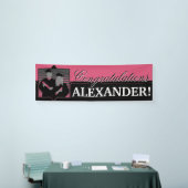 Aangepast gefeliciteerd afstuderen roze banner (Beurs)