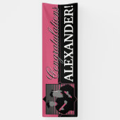 Aangepast gefeliciteerd afstuderen roze banner (Verticaal)