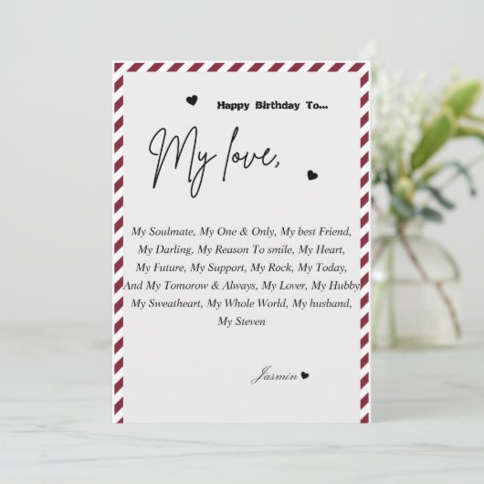 Aangepast gefeliciteerd met uw echtgenoot kaart (Staand voorkant)