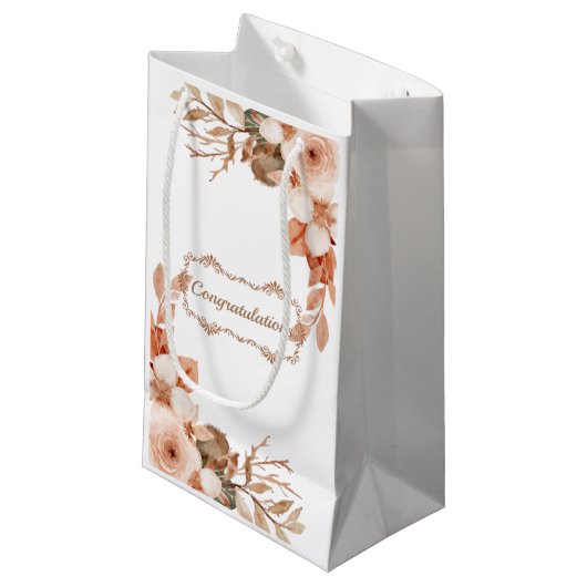 Aangepast gefeliciteerd waterverf rozen bruiloft klein cadeauzakje (Voorkant Gekanteld)