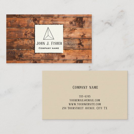 Aangepast gegraveerd rustiek hout visitekaartje (Voorkant / Achterkant)