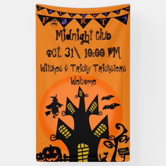 Aangepast gehakt huishalloween feestbanner spandoek (Verticaal)