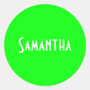 Aangepast gekleurd Neon Green voegt een naam toe Ronde Sticker