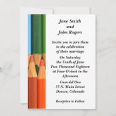 Aangepast gekleurd Pencils Modern Wedding Kaart (Voorkant)