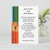 Aangepast gekleurd Pencils Modern Wedding Kaart (Staand voorkant)