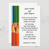 Aangepast gekleurd Pencils Modern Wedding Kaart (Voorkant / Achterkant)