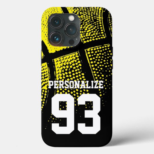 Aangepast gele basketbalshirt met nummer Case-Mate iPhone case (Achterkant)