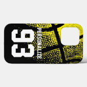 Aangepast gele basketbalshirt met nummer Case-Mate iPhone case (Achterkant (horizontaal))