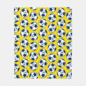 Aangepast gele en marineblauw Voetbal patroon Fleece Deken (Voorkant)