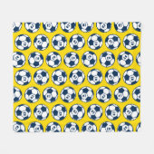 Aangepast gele en marineblauw Voetbal patroon Fleece Deken (Voorkant (Horizontaal))