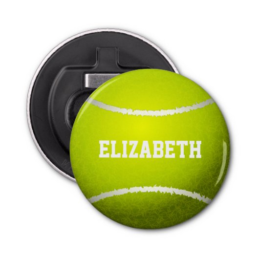 Aangepast gele tennisbal button flesopener (Voorkant)