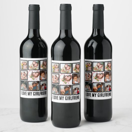 Aangepast geluid Ik hou van mijn vriendin 9 Fotoco Wijn Etiket (Flessen)