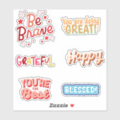 Aangepast gelukkig, dapper, dankbaar, gezegend, be sticker (Vel)
