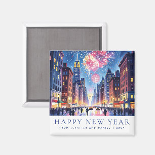 Aangepast Gelukkig Nieuwjaar New York City Vuurwer Magneet