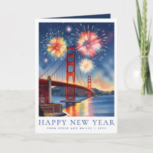 Aangepast Gelukkig Nieuwjaar San Francisco Vuurwer Feestdagen Kaart