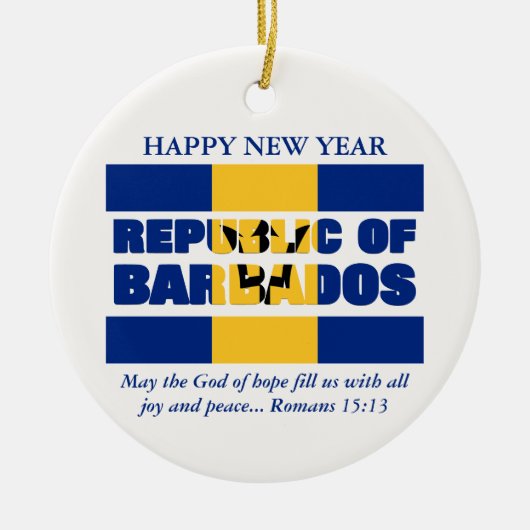 Aangepast gelukkig Nieuwjaar van Barbados Keramisch Ornament (Voorkant)