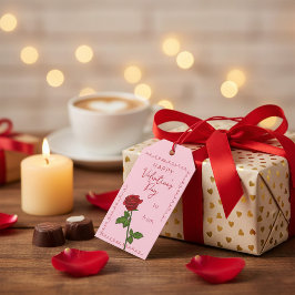 Aangepast Gelukkig Valentijnsdag Roos Cadeaubijsch Cadeaulabel