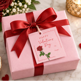 Aangepast gelukkig Valentijnsdag Roos Cadeaubordje Bedankjes Labels