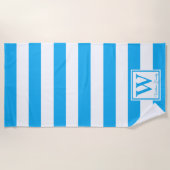 Aangepast gemaakt gezinsmonogram Cerulean Blue Str Strandlaken (Voorkant)