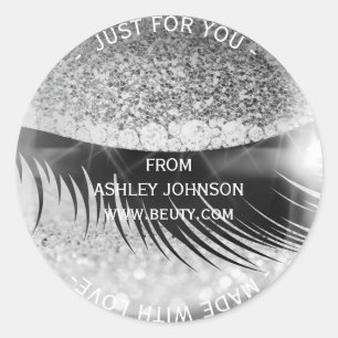 Aangepast gemaakt glam Diamond Eye Silver Grey Gli Ronde Sticker