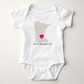 Aangepast gemaakt in Minnesota State Love Baby T-s Romper (Voorkant)