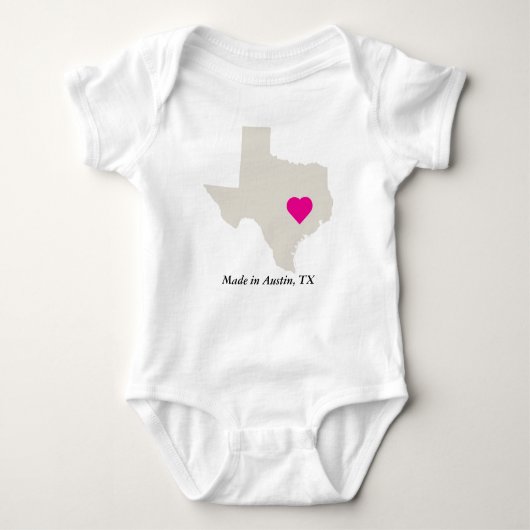 Aangepast gemaakt in Texas State Love Baby T-shirt (Voorkant)