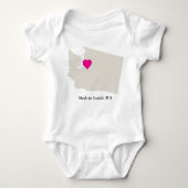 Aangepast gemaakt in Washington State Love Baby T- Romper (Voorkant)