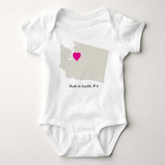Aangepast gemaakt in Washington State Love Baby T- Romper (Voorkant)
