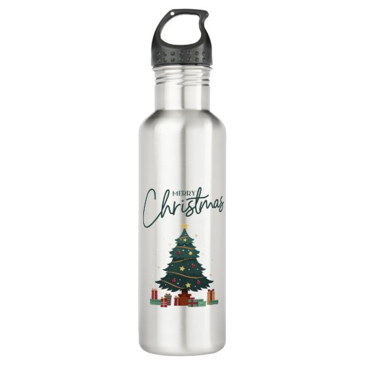 Aangepast gemerkt Groen Geel Kerst Geïsoleerd Waterfles (Voorkant)