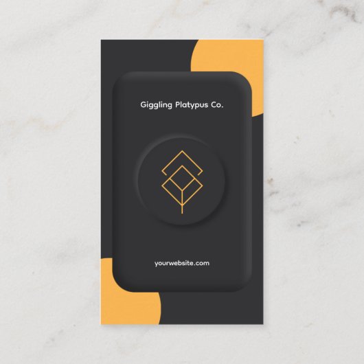 Aangepast gemerkt Zwart Geel Elegant 3D Visitekaartje (Achterkant)