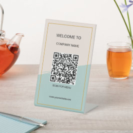 Aangepast gemerkte QR-codetekst Modern Business Reclamebord Met Voetstuk