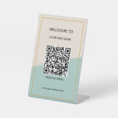 Aangepast gemerkte QR-codetekst Modern Business Reclamebord Met Voetstuk (Voorkant)