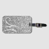 Aangepast, gemonteerd Luxe Silver Glitter-Bagagela Bagagelabel (Voorkant (horizontaal))