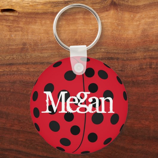 Aangepast genoemd Megan Ladybug Keyring Sleutelhanger (Voorkant)