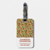 Aangepast geometrisch patroon van de Foto Retro 4  Bagagelabel (Achterkant verticaal)