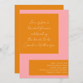 Aangepast Geometrisch Roze Oranje Script Vrijgezel Kaart (Voorkant / Achterkant)