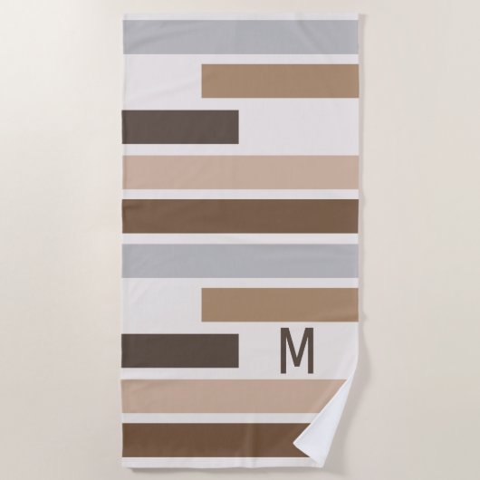 Aangepast Geometrische aardtonen Stripes Art Patte Strandlaken (Voorkant)