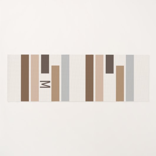 Aangepast Geometrische aardtonen Stripes Art Patte Yogamat (Voorkant (horizontaal))
