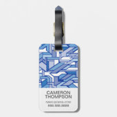 Aangepast Geometrische foto- en monogram patroon 2 Bagagelabel (Achterkant verticaal)