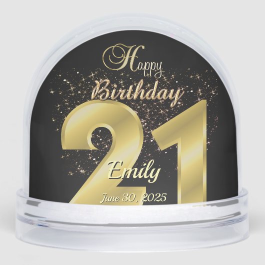 Aangepast gepersonaliseerd 21ste verjaardagscadeau sneeuwbol (Voorkant)