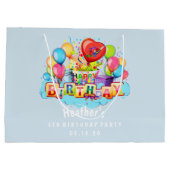 Aangepast gepersonaliseerd blauw, Happy Birthday Groot Cadeauzakje (Achterkant)