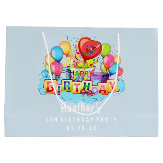 Aangepast gepersonaliseerd blauw, Happy Birthday Groot Cadeauzakje (Achterkant)