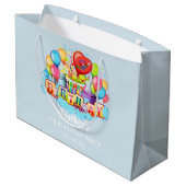 Aangepast gepersonaliseerd blauw, Happy Birthday Groot Cadeauzakje (Achterkant Gekanteld)